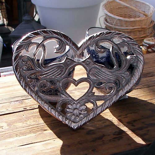 dessous de plat coeur argent�